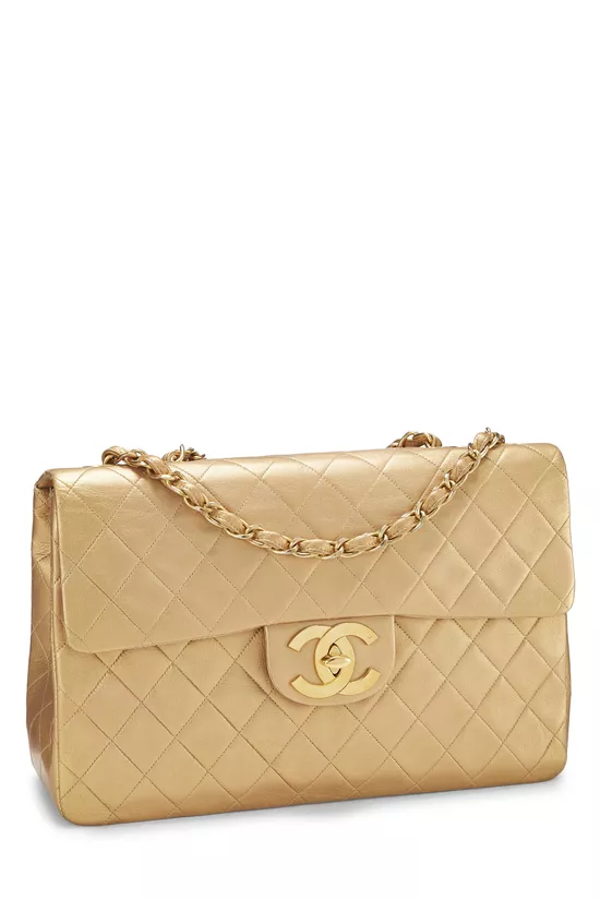 Gold Quilted Lambskin Half Flap Jumbo, , large image number 1