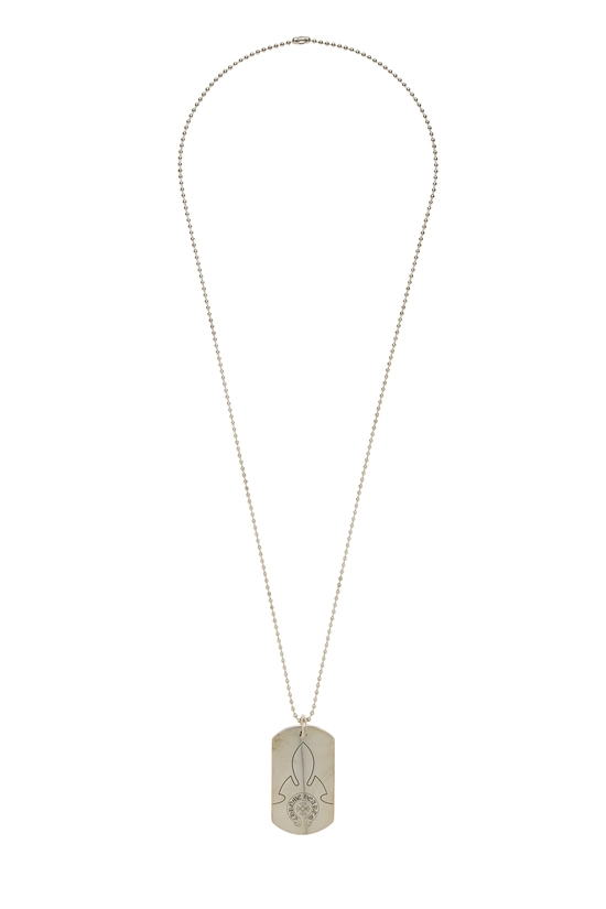 Pre-Owned Sterling Silver One World One Piece Dog Tag Chain