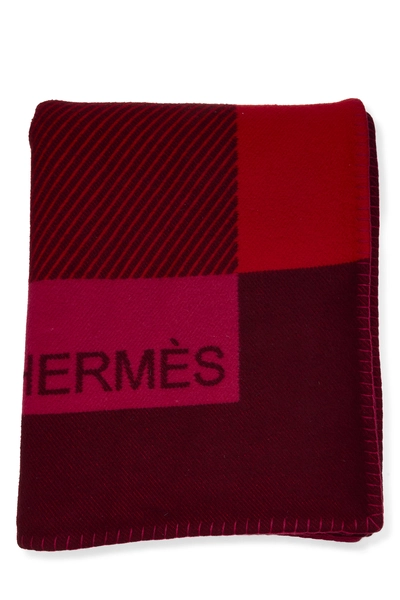 Red Wool H Riviera Throw Blanket