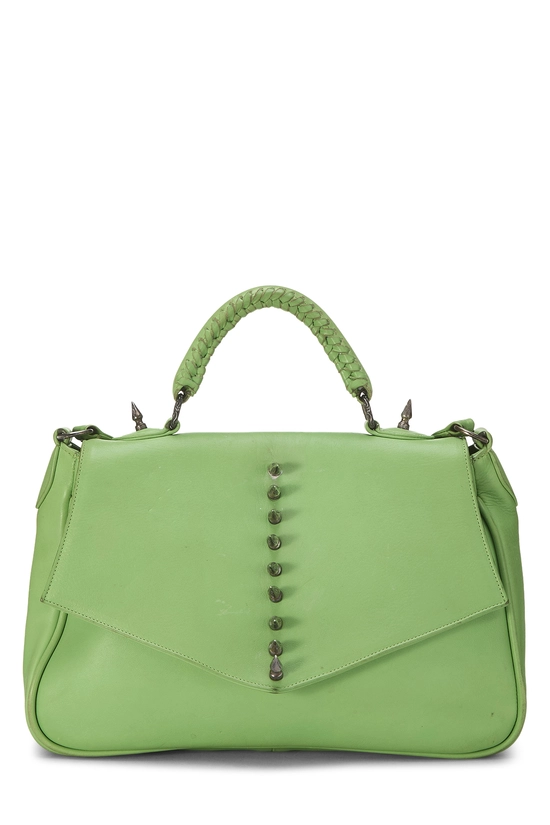 Green Leather Spike Top Handle Bag, , large image number 0