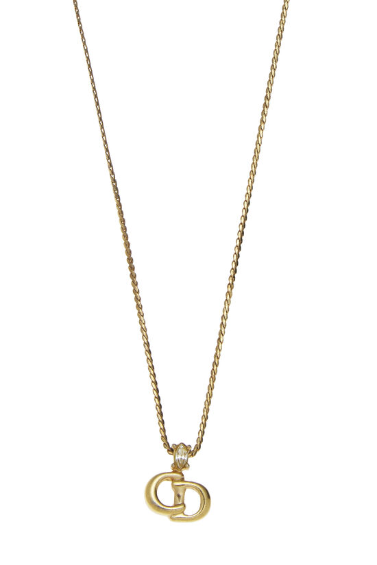 Gold Crystal 'CD' Charm Necklace, , large image number 1