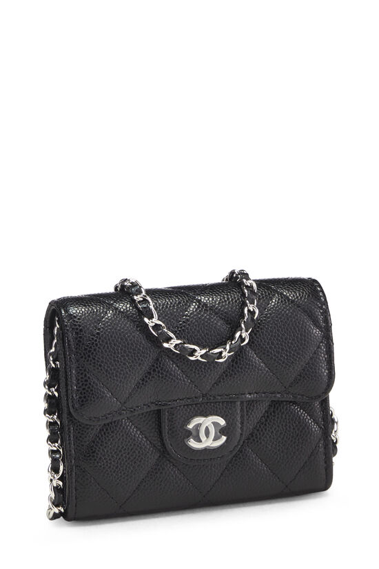 CHANEL Caviar Quilted Flap Card Holder On Chain Black 1286703
