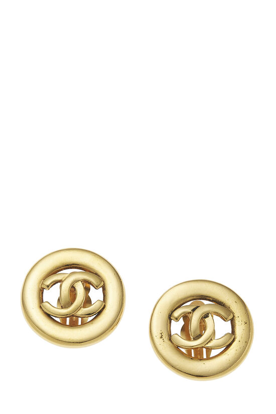 Gold 'CC' Circle Earrings, , large image number 0