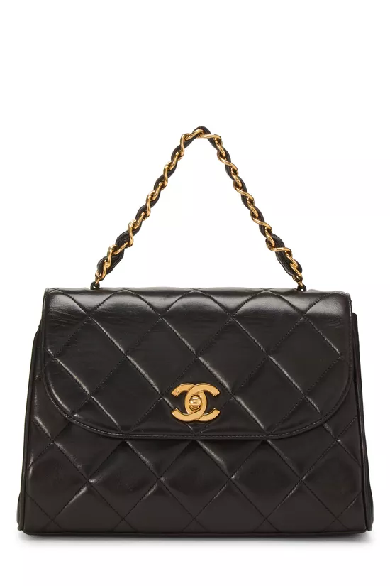 Black Quilted Lambskin Chain Handbag, , large image number 0