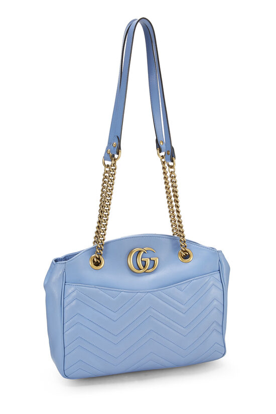 Blue Leather GG Marmont Tote, , large image number 1