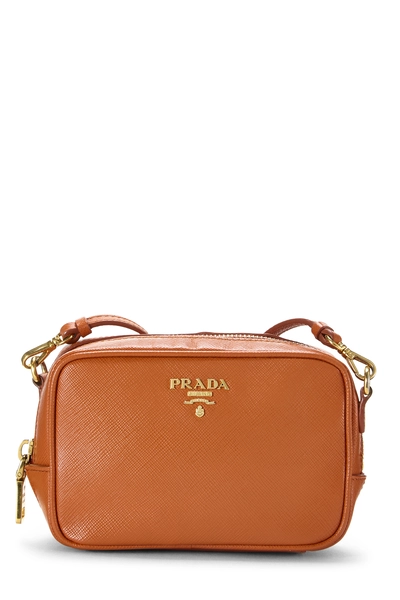 Prada Orange Saffiano Leather Camera Bag Mini