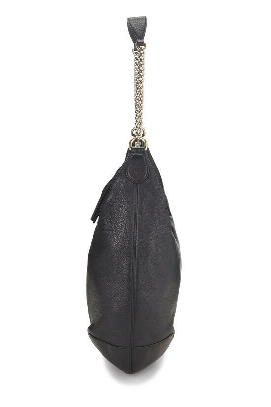Black Grained Leather Soho Chain Hobo Large, , large image number 2