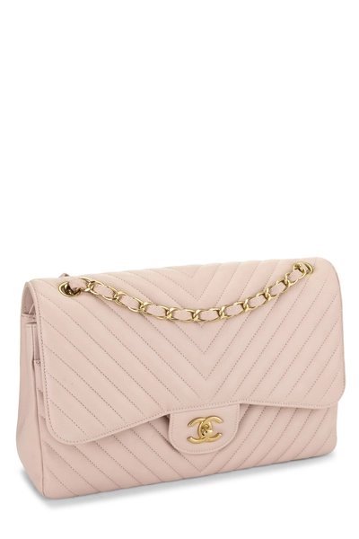 Chanel Pink Calfskin Chevron Flap Jumbo — photo 2