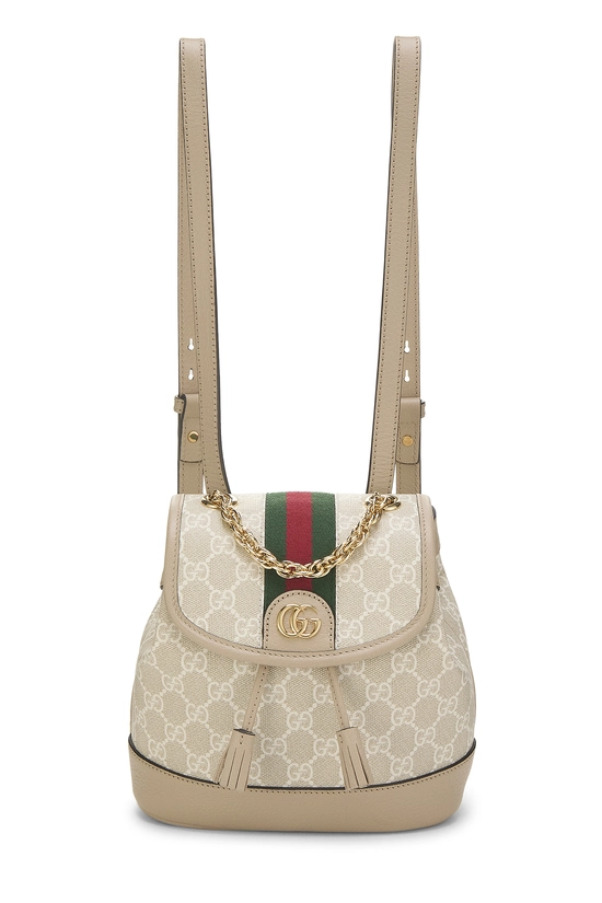 Gucci Backpack Ophidia Mini GG Supreme Beige Brown Canvas Leather Gucci GG Supreme Mini Ophidia Backpack ?✨ • Brandville is  main image 2
