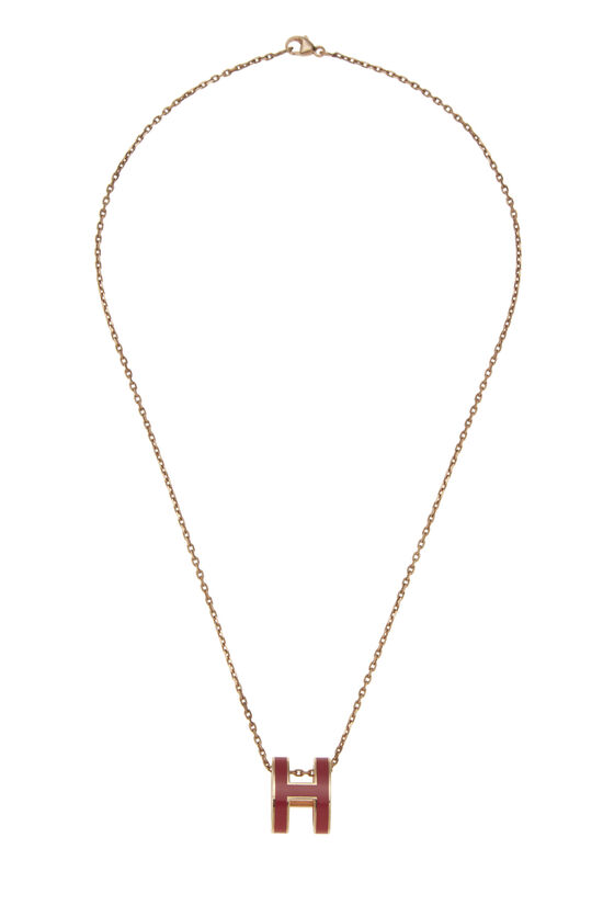 Gold & Pink Pop H Necklace, , large image number 0