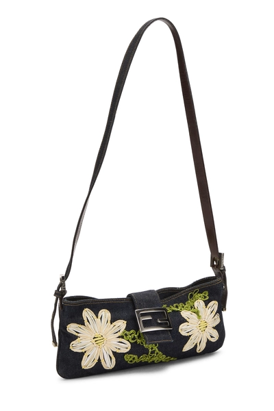 Fendi Navy Embroidered Shoulder Bag — photo 2