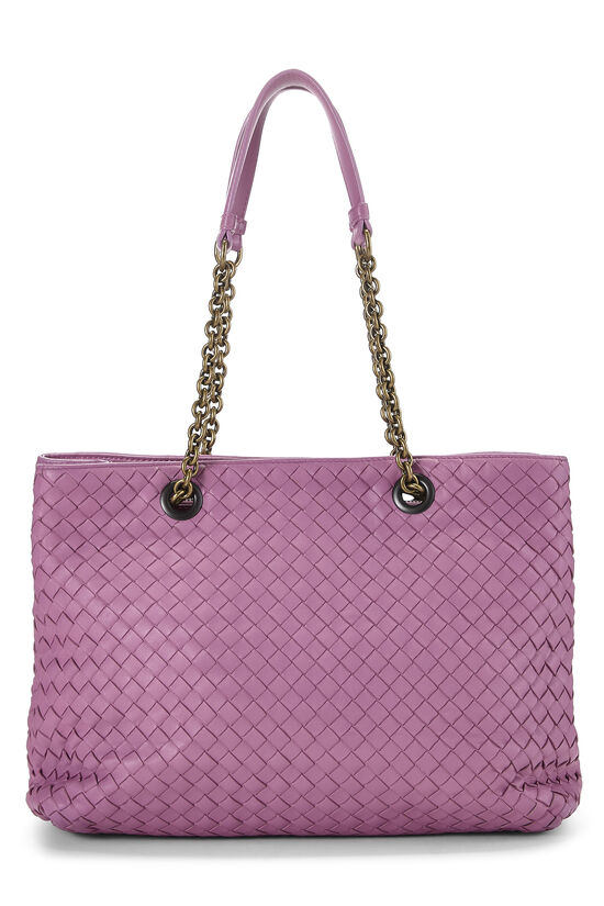 Purple Intrecciato Leather Chain Tote Medium, , large image number 0