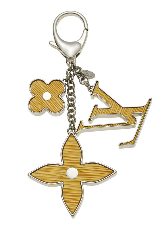 Silver & Yellow Fleur De Monogram Bag Charm, , large image number 1