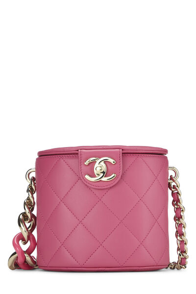 Pink Lambskin 'CC' Elegant Chain Vanity Case