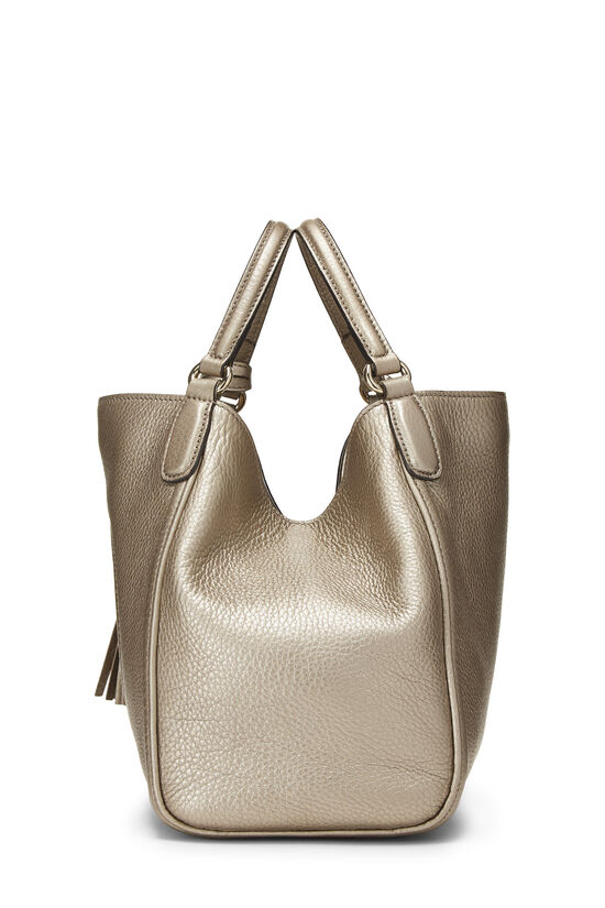 Metallic Silver Leather Soho Convertible Shoulder Bag, , large image number 2