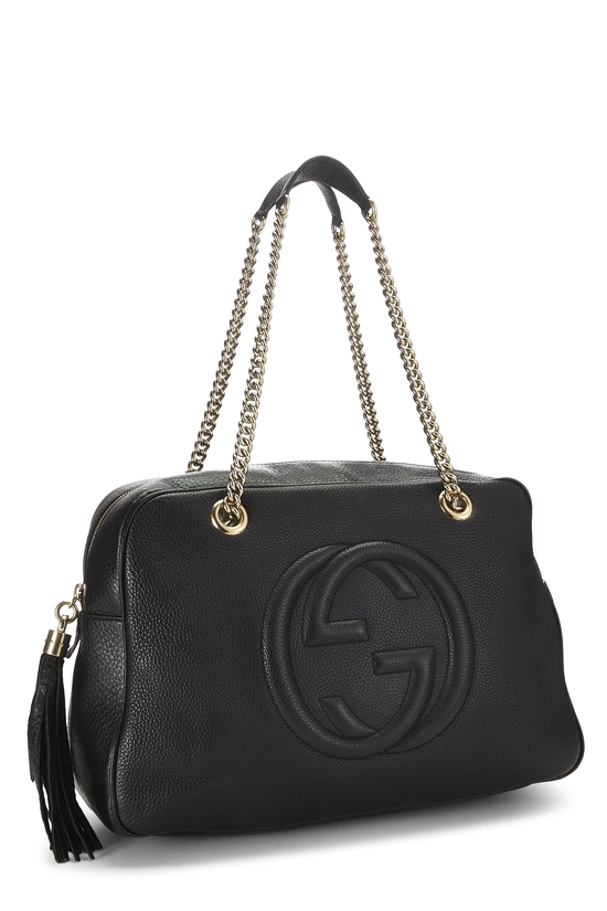 Black Leather Soho Chain Shoulder Bag Large, , large image number 1