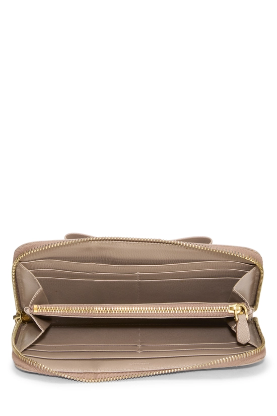Beige Saffiano Bow Continental Wallet, , large image number 3