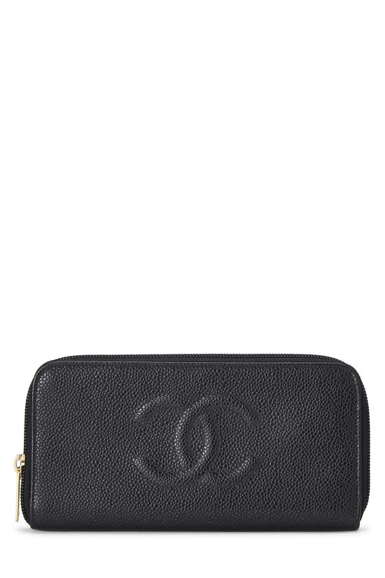 Chanel Black Caviar 'CC' Zip Around Wallet Q6A2TK0FKB009