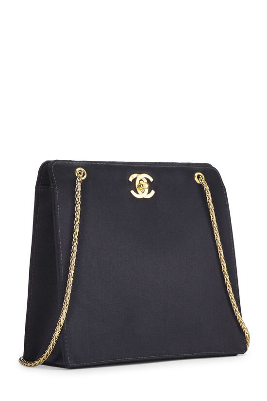 Chanel Black Satin Wristlet Bag with Leather Interior