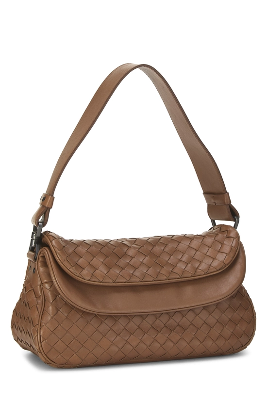 Brown Intrecciato Double Flap Shoulder Bag Small, , large image number 1