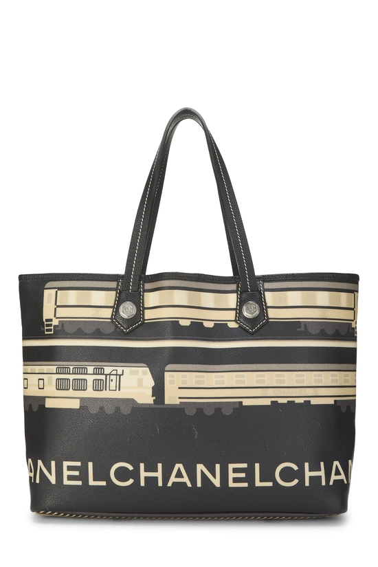 Black Coated Canvas 'CC' Le Train Tote, , large image number 3