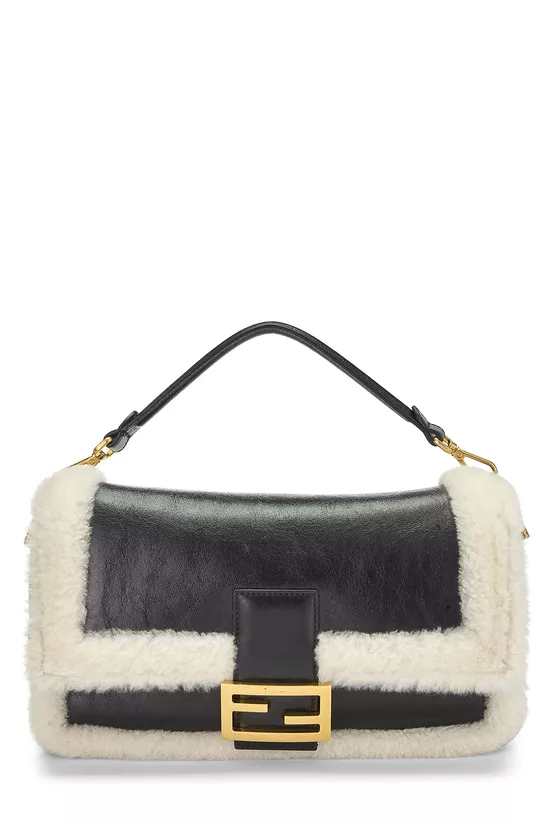 Black Shearling Convertible Baguette Medium, , large image number 0