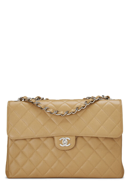 Beige Quilted Caviar Half Flap Jumbo, , large image number 0