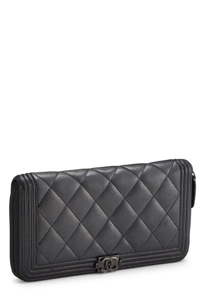 Black Quilted Lambskin Boy Wallet, , large