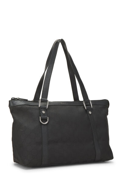 Black GG Nylon Abbey Zip Tote, , large