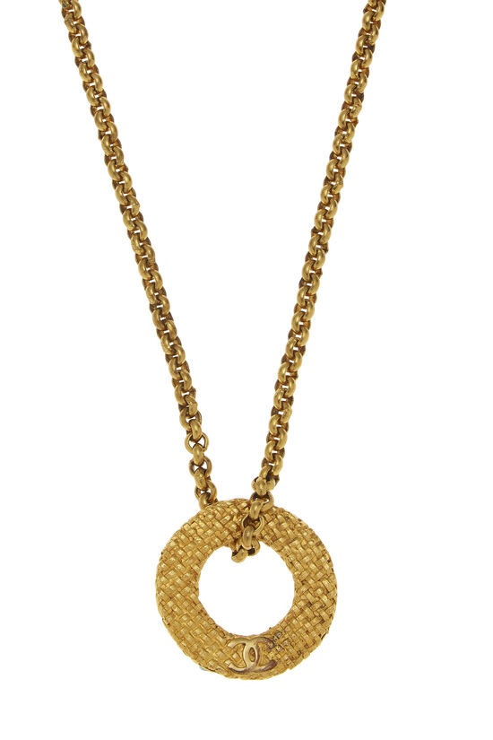 Gold Woven 'CC' Pendant, , large image number 1