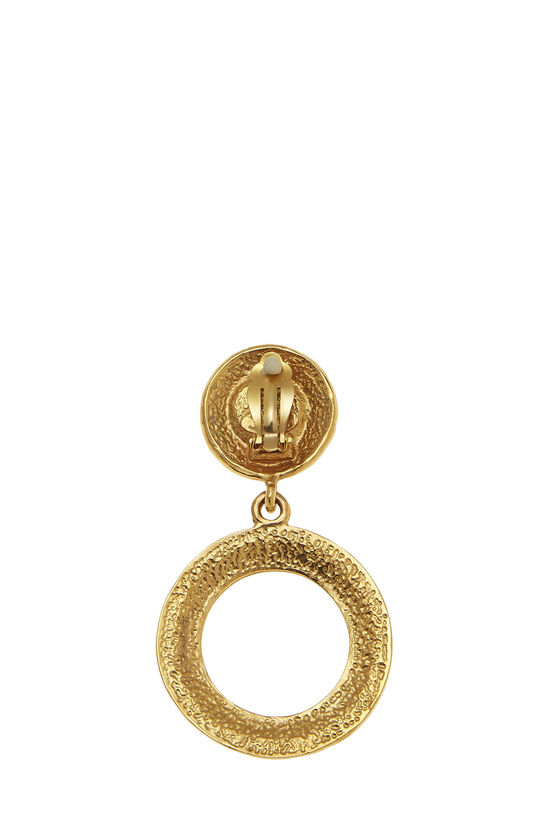 Gold & Faux Pearl Hoop Earrings, , large image number 1