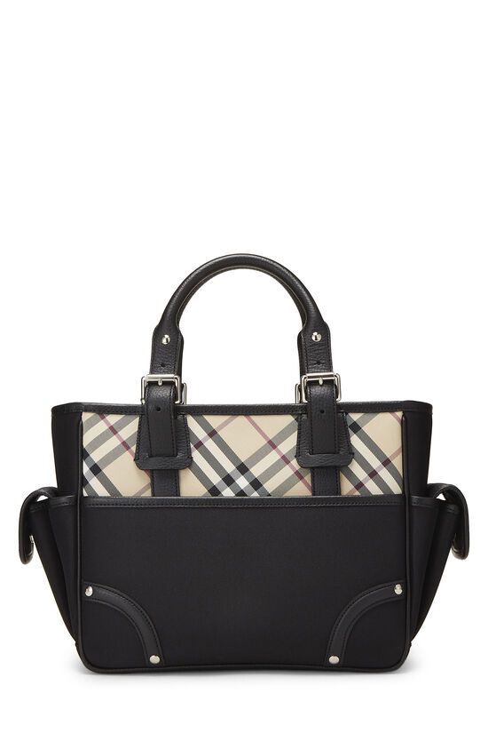 Black Nylon & House Check Jacquard Handbag, , large image number 0