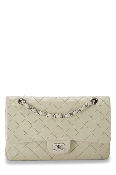 Chanel Grey Quilted Lambskin Classic Double Flap Medium
