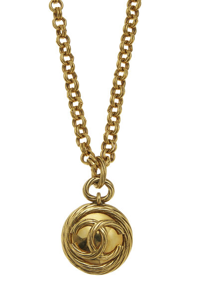 Gold Rope 'CC' Mirror Necklace, , large