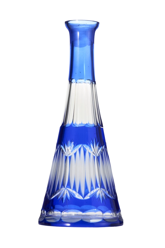 Cobalt Blue Etched Glass Bottle, , large image number 0