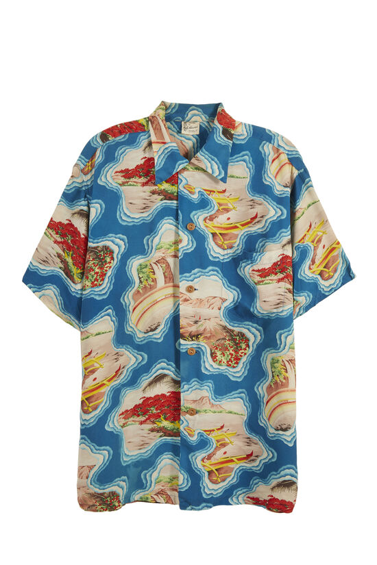 Blue Whale Hawaii Island Pattern Shirt, , large image number 0
