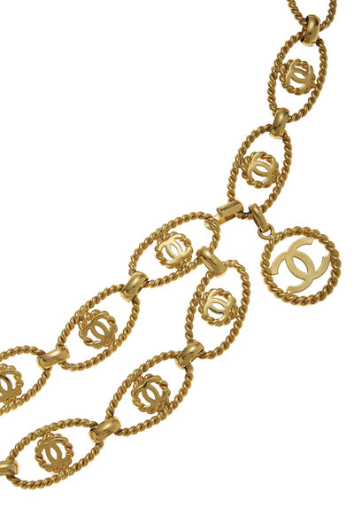 Gold 'CC' Oval Chain Belt 2, , large