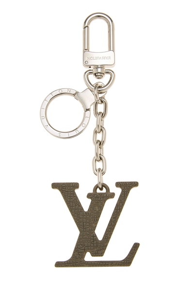 Grey LV Enamel Logo Keychain