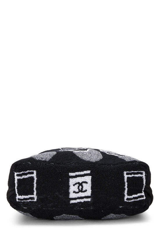 Black Terry Cloth Drawstring Beach Backpack, , large image number 4