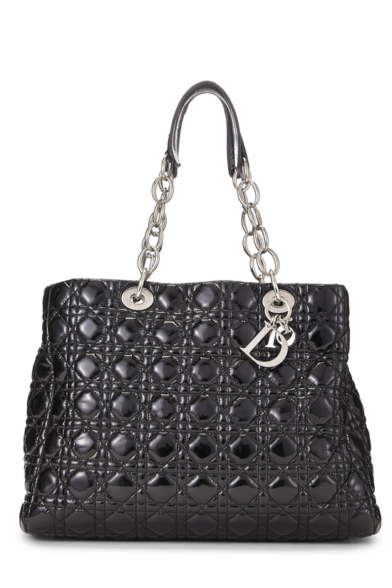 Black Patent Leather Soft Shopping Bag, , large image number 0