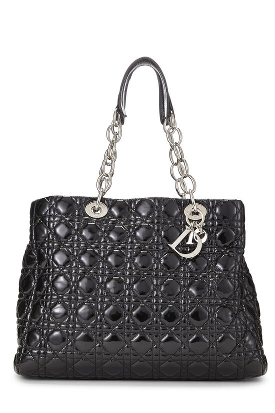 Black Patent Leather Soft Shopping Bag, , large image number 0