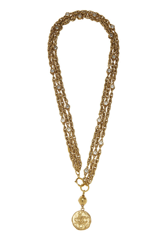 Gold & Crystal Layered Chain Necklace Large, , large image number 0