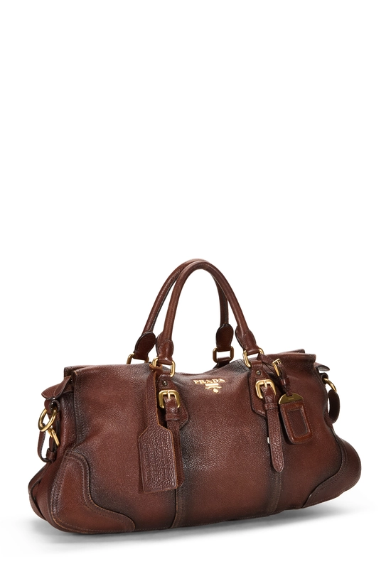 Brown Deerskin Leather Buckle Handbag, , large image number 1