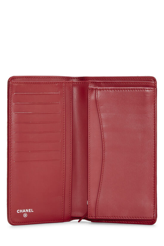 Red Quilted Caviar Long Flap Wallet