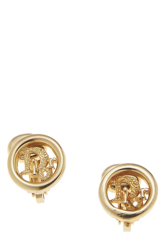 Gold Logo Button Earrings, , large image number 0