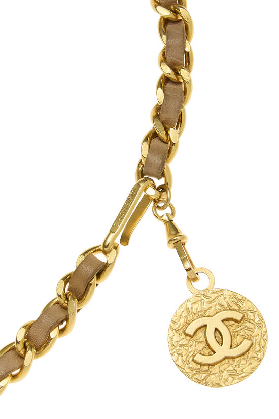 Beige Leather Chain Belt, , large image number 1