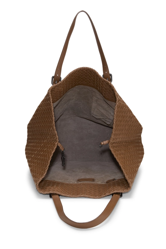 Brown Intrecciato Cesta Tote Large, , large image number 5