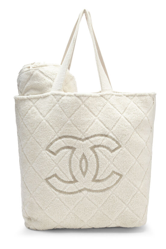 Chanel Cream Terry Beach Tote with Towel and Pouch