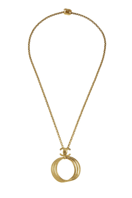 Gold 'CC' 3 Hoop Necklace, , large image number 1