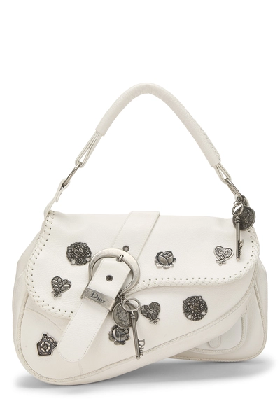 White Leather Gaucho Saddle Bag
